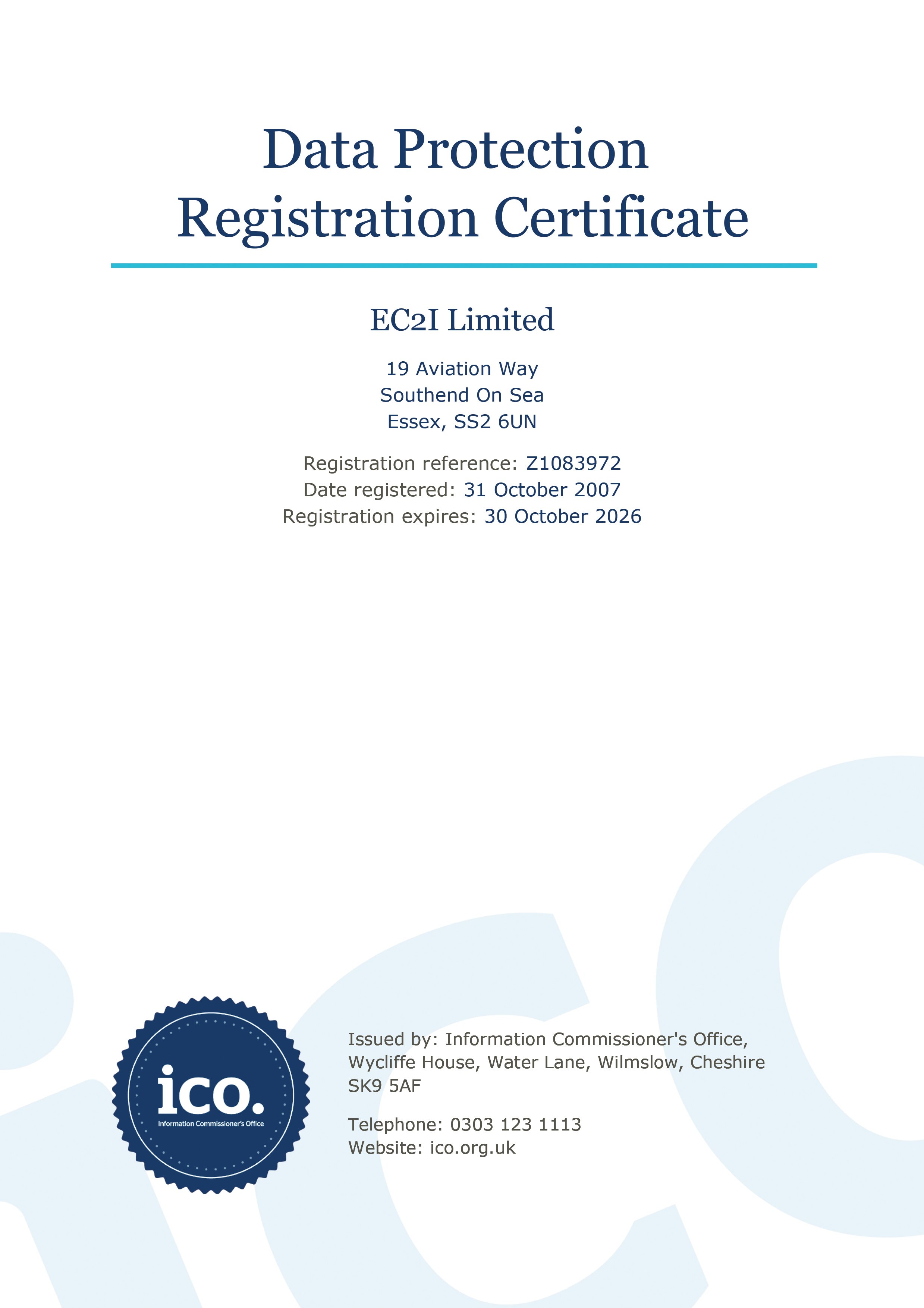 ICO Registration Certificate exp 30-10-26
