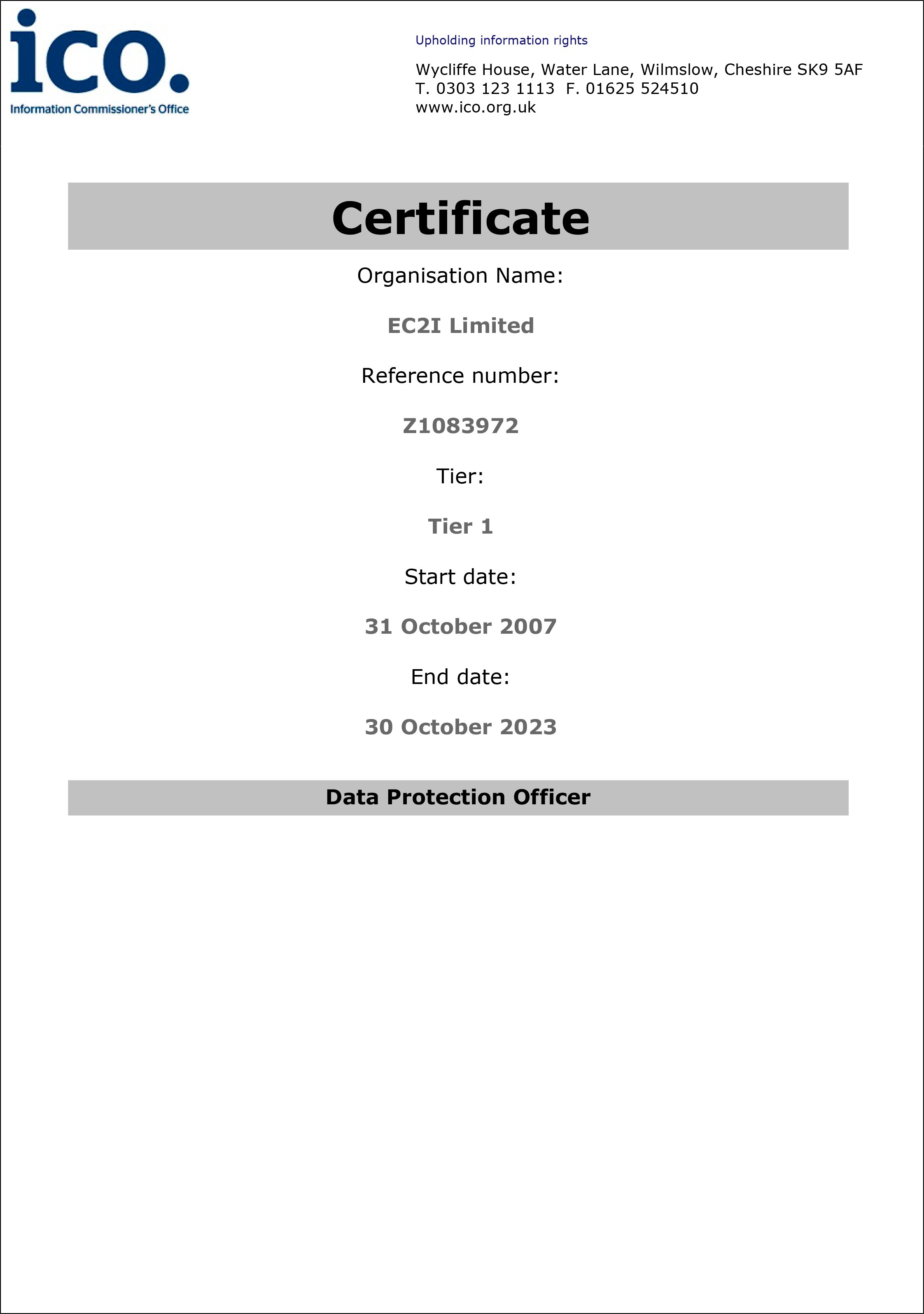 Registration Certificate
